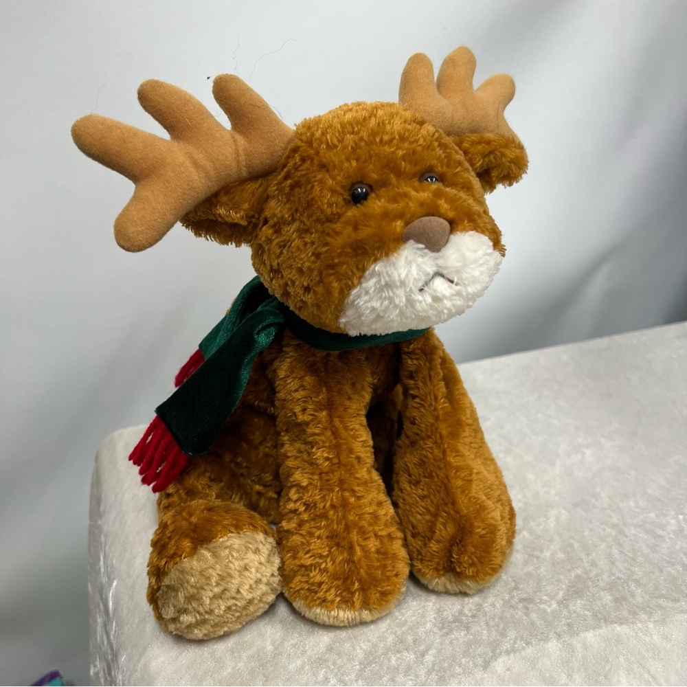 Mary Meyers Flip Flops 2000 vintage Brown Plush Reindeer Toy w/Scarf
